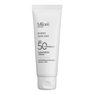 Milore Sunscreen SPF 50 עם ויטמין C – קרם הגנה מקצועי לפנים ולעור הגוף, מגן מפני קרני UV ומפחית את סימני ההזדקנות של העור