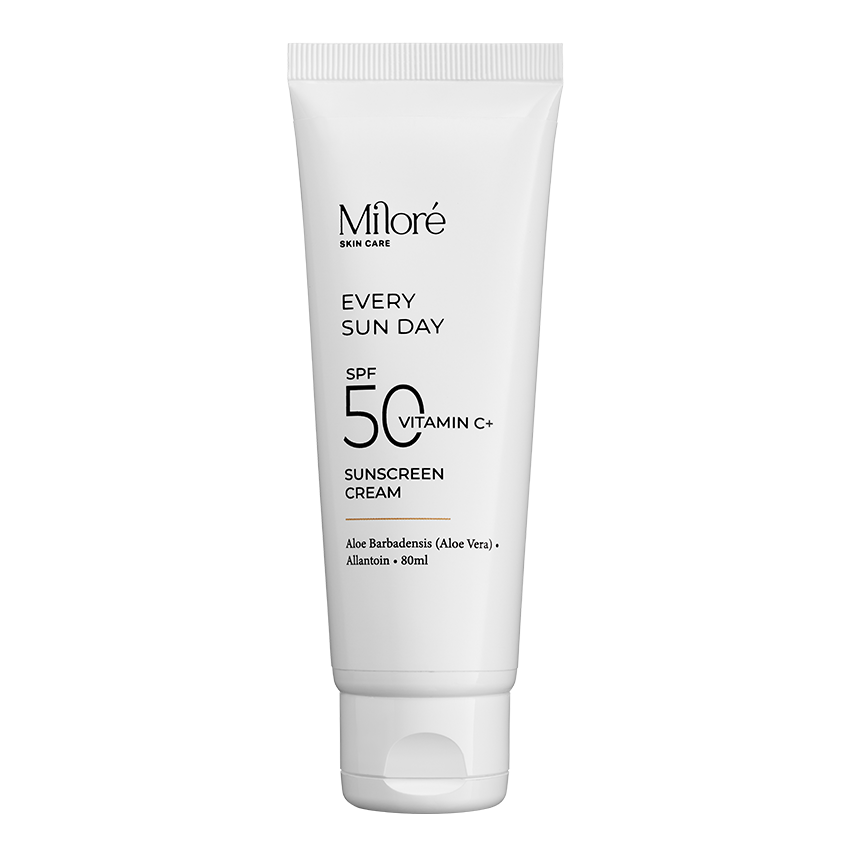 Milore Sunscreen SPF 50 עם ויטמין C – קרם הגנה מקצועי לפנים ולעור הגוף, מגן מפני קרני UV ומפחית את סימני ההזדקנות של העור
